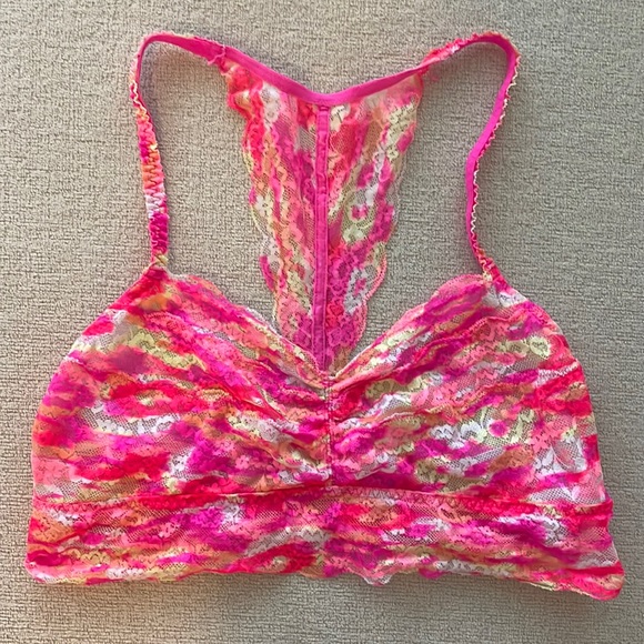 Large Victoria’s Secret PINK Neon Pink Tie-dye Bralette - Picture 1 of 4